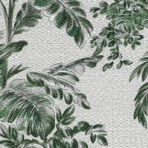 Tree Patterned Wallpaper 15.6m×106cm Light Gray with Woody Green | Luxury line