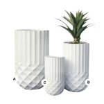 Fiberglass Planter, Width 22.5 cm, Height 48 cm,  White Color