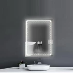Decorative Rectangular Mirror with Touch LED Light Size 60 x 80 cm, Silver Color