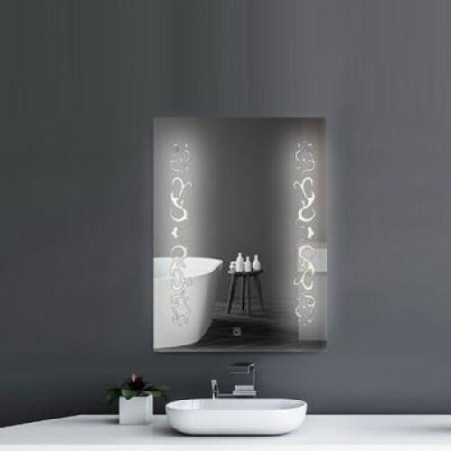 Silver Rectangular Mirror 60x80 cm with Touch LED Light, Silver Color | Silver