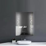 مرآة سيلفر مستطيلة مع إضاءة باللمس، مقاس 60 × 80 سم، لون فضي