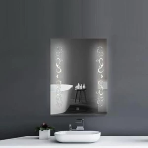 مرآة سيلفر مستطيلة 60 × 80 سم مع إضاءة LED باللمس، لون فضي | Silver