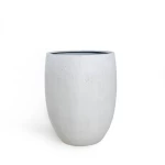 Fiberglass Pot for Plants, Cylinder , 80cm Width, 100cm Height, Light Gray