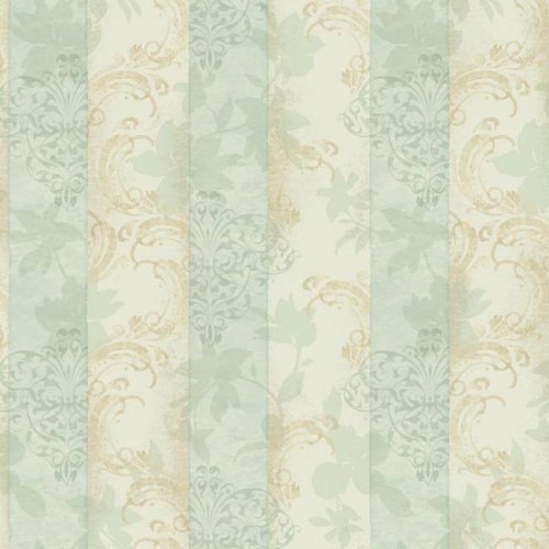 American Wallpaper Beige With Green Striped Design, 10mx0.53m, Model TB4209 | Balbaid Decor Company