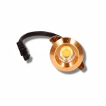 Small Gold LED Spotlight, 3W Power, 3 cm Depth, 2.8 cm Outer Frame