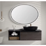 Marble surface ceramic wash basin size 80 cm, black with wooden cabinet