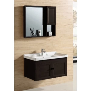Carbon Fiber Washbasin Cabinet Decor 80x46 cm Dark Wood with Mirrored Pharmacy | Al Muhaidib Sanitary and Ceramic