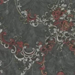 Italian Wallpaper Dark Gray with Green Color, Length 10m, Width 1.06m, Model 85029