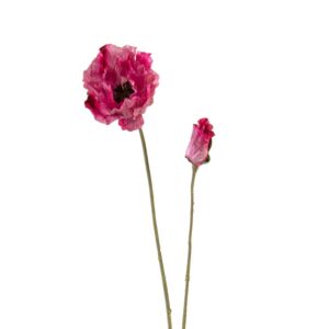 Artificial Poppy Flowers Height 75 cm Pink Color | 