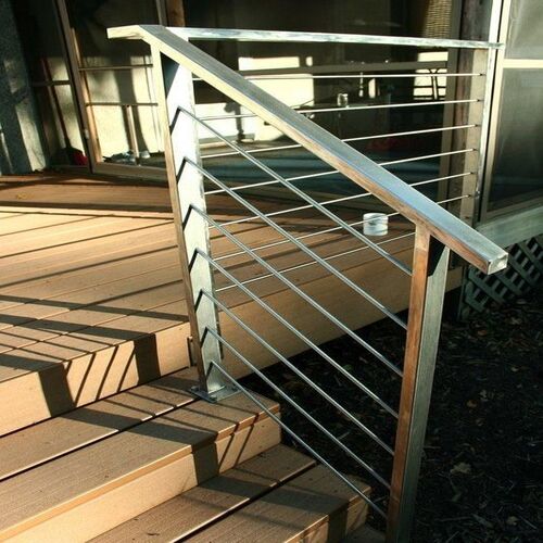 Stainless Steel Railing Outdoor Stair Rectangular Handle 2 inch Height 90 cm | Matkel Store