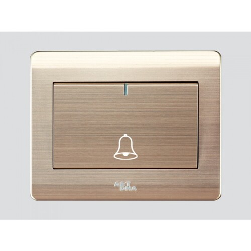 Doorbell Switch 16 Amp 7x7 cm, Gold Color | Art DNA