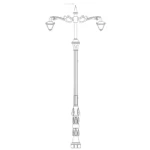 عمود انارة شوارع المنيوم طول 4 متر، قاعدة التثبيت 1400 مم، سمك 3 مم