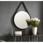 Circle Wall Mirrors Size 60x60x91 cm, Dark Grey Color, Blues Design