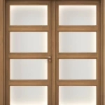 Premium Double Made of Wood Door with Classic Design, Size 220 × 235 cm, Brown Color, Model GPR01