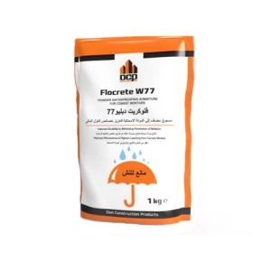 إضافة كيميائية عازل مائي للخرسانة فلوكريت دبليو 77 كيس 1 kg، لون أبيض | شركة دي سي بي للمواد الإنشائية (DCP)