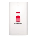 Electrical light switch 1 gang 2 way with LED  with A/C print 45 Amp ALF Classic Alfanar Size 7×7 cm Color White 