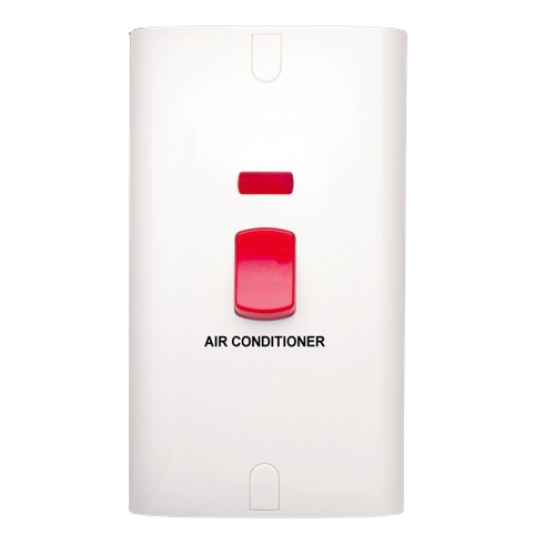 Electrical Light Switch 1 Gang 2 Way with LED A/C Print 45 Amp 7×7 cm White | Al Fanar