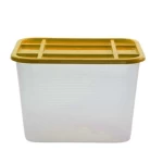 حاوية تخزين شباك بلاستيك HDPE بغطاء، سعة 55 لتر، مقاس 50×37×33 سم، لون أبيض مع غطاء أصفر، رقم الموديل  JJYHK