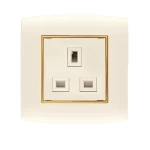فيش كهرباء مفرد 13 أمبير  الفنار موديل أمنية المقاس  7x7 اللون بيج بحلقة ذهبى
