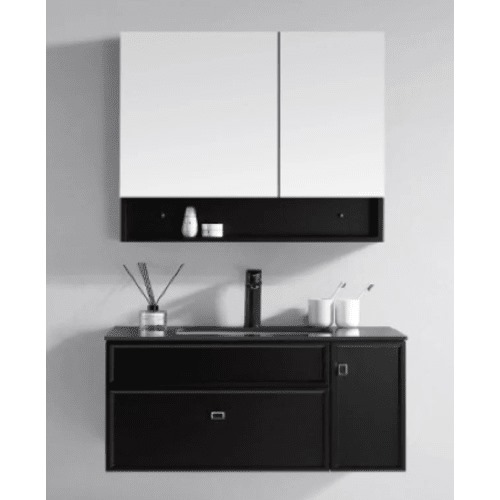 Marble Top Wash Basin 80 cm, Black Color with Wooden Cabinet | Al Muhaidib Sanitary and Ceramic