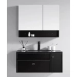 Marble Top Wash Basin Size 80 cm, Black Color with Wooden Cabinet