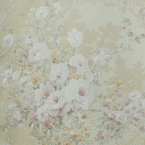 Floral Wallpaper Vinyl Sheath 15.6m x 106cm Beige Yellow | Luxury line