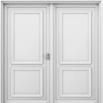 باب خشبي مزدوج بتصميم فاخر، لون ابيض خشبي، مقاس 220 × 235 سم، موديل EX02