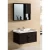 Carbon Fiber Cabinet Washbasin 60x46 cm with Mirrored Pharmacy, Dark Wood Color