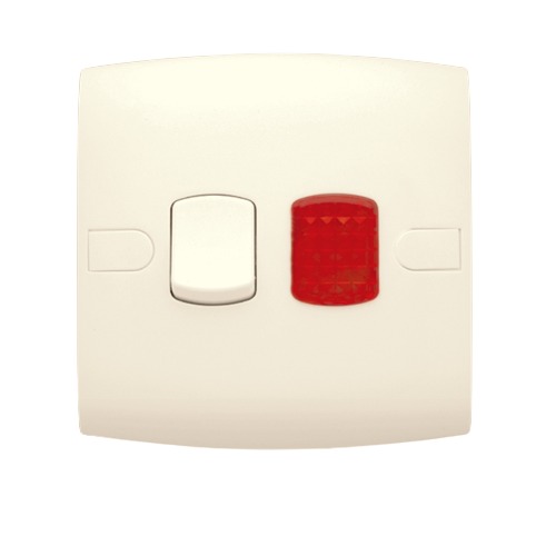 Electrical Light Switch 2 Gang Neon Indicator 10 Amp 7×7 cm Beige | Al Fanar