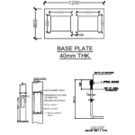 عمود انارة حدائق 10 متر، طاقة 50 واط، مقاس قاعدة التثبيت 1200×600 مم