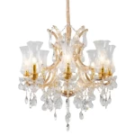 Flush Mount Crystal Pendant with New Classic Design, 75 cm Length, 75 cm Width, Gold