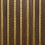 Synthetic Wood Alternative Panels for Wall Decorations, 290 cm Length, 12 cm Width, Striped Brown with Gold Color