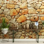 Mural image stone design, Size 300 cm x 280 cm, light brown color