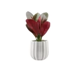 شجرة ديكورية صناعية مع وعاء، ارتفاع 30 سم، قطر 10 سم، لون احمر مع ابيض