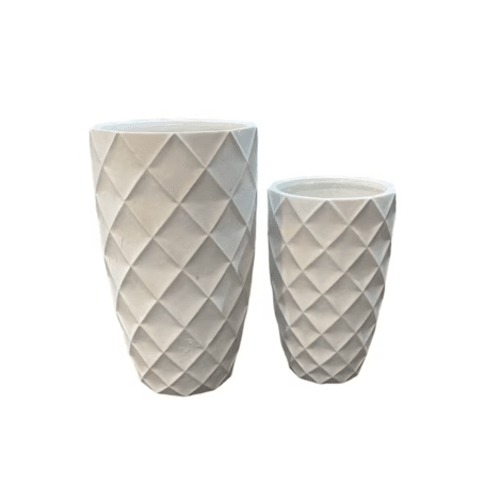 Fiberglass Pot Width 30 cm Height 48 cm Beige Color | Zahrat Al Rayyan Establishment