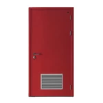 Fire door SFFECO  galvanized steel   with Bottom Louver  Model SF/SD Single Door leaf size 1950×900   mm  Color Red