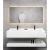 Double Normal Basin Artificial Marble Bathroom with LED Mirror Size 150 cm, White With Golden Veins Color