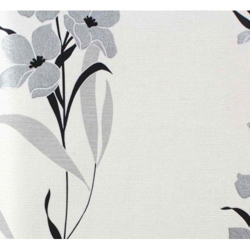 British Floral Wallpaper 10m x 0.53m, Grey Color | Balbaid Decor Company