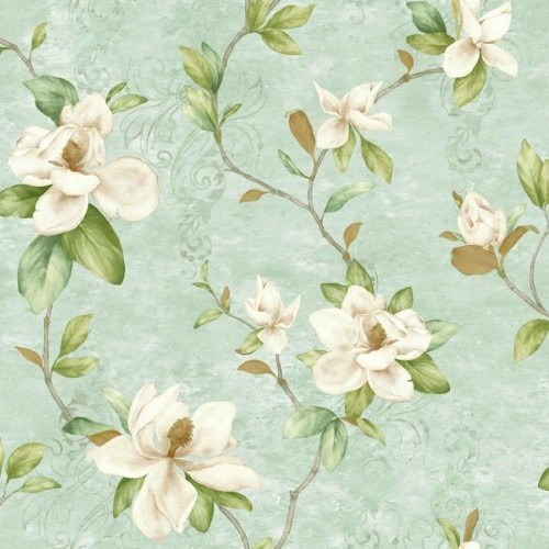 American Wallpaper Floral Design, Size 10mx0.53m, Green Color | Balbaid Decor Company