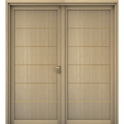 Premium Double Wooden Door 220 × 235 cm Beige, Classic Design | GM01