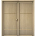 Premium Double Wooden Door with Classic Design, Size 220 × 235 cm, Beige Color, Model GM01
