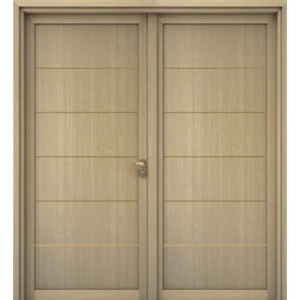 Premium Double Wooden Door 220 × 235 cm Beige, Classic Design | GM01
