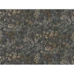 Floral wallpaper, dark gray color, length 10 m, width 0.53 m, model 221302   
