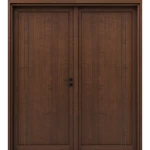 Double Wooden Door Premium, Size 220 × 235 cm, Dark Brown Color, Thickness 6 cm, Model BM02