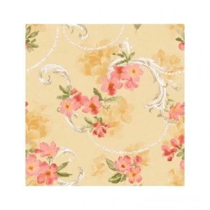 Floral Wallpaper Beige with Pink, 10 m x 0.53 m, Model FF50603 | Balbaid Decor Company