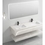 Artificial Marble Decorative Wash Basin, Double Basin Size 140×50 cm, With LED Mirror