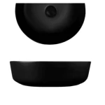 Ceramic Counter Top Wash Basin Circular Surface 42x14 cm, Matte Black