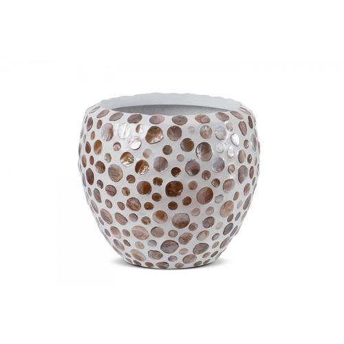 Fiberglass Flower Pot 23×26 cm, Round Shape, White | Sultan Garden Center