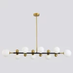 تعليقة إضاءة لون ذهبي وأسود، مقاس 100x23 سم، طول الكابل 1075 مم، عدد 8 مصابيح