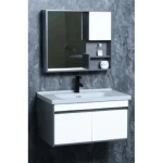 Wash basin With Wooden Cabinet And Pharmacy With Mirror Size 60 cm, Pearly Oily